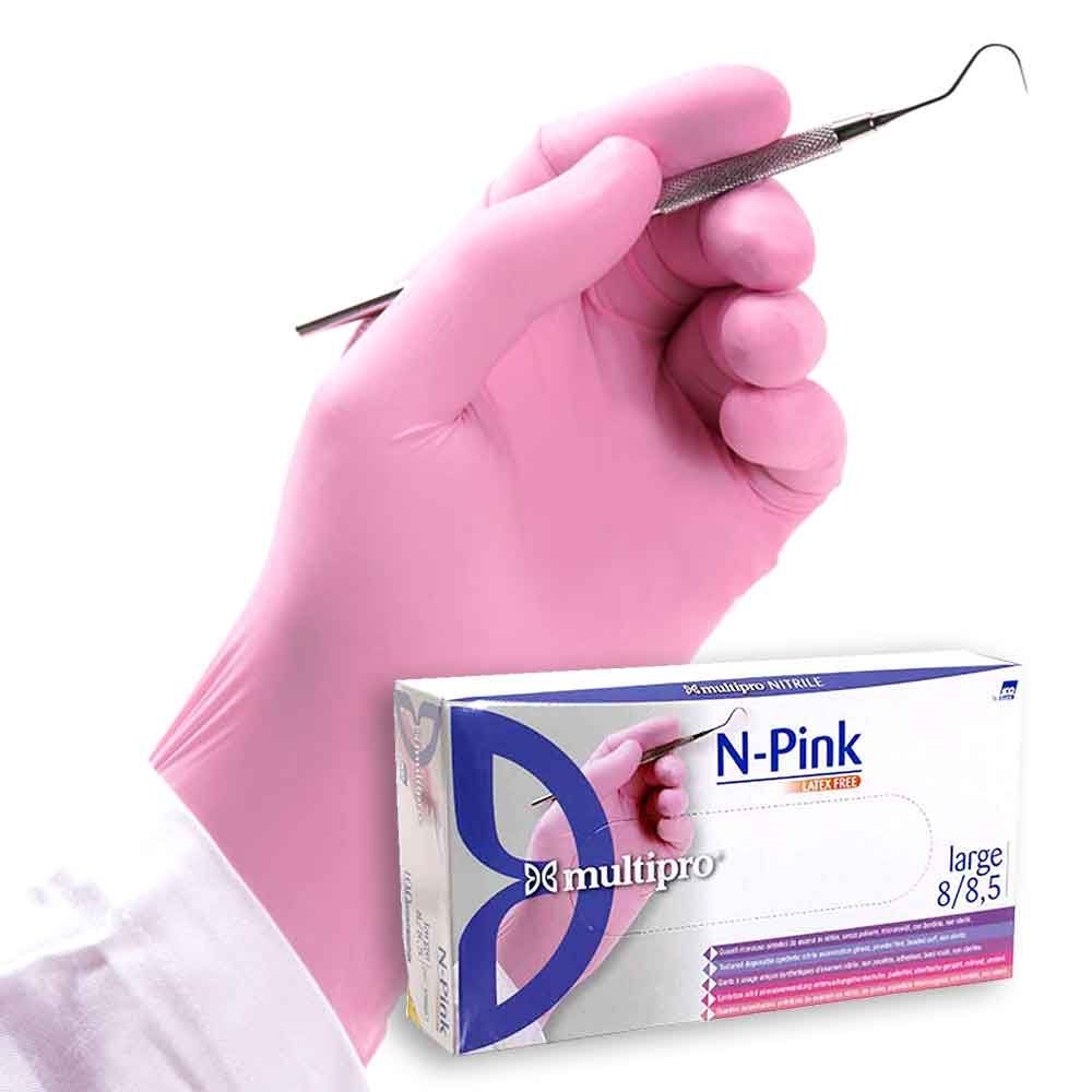 Guanti medicali in nitrile rosa monouso N-PINK S-M-L-XL