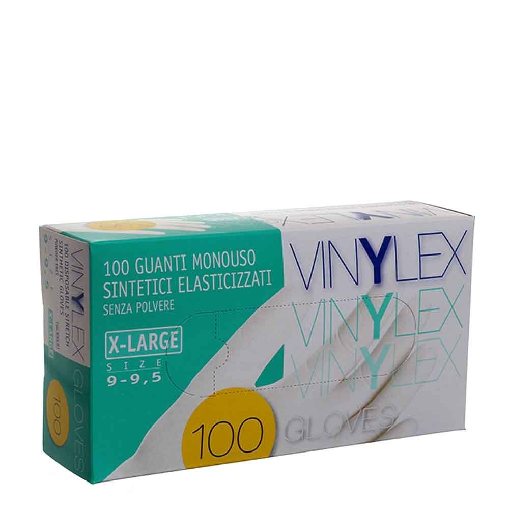 Guanti in vinile sintetici elasticizzati monouso S-M-L-XL VINYLEX - confezione da 100 pezzi - XLjj-jjXLargejj9-9yy5